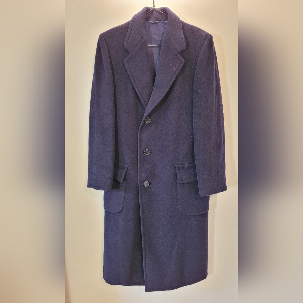 D. & E. Dalton Cashmere Long Vintage Peacoat Navy Blue Made In England - M - Picture 5 of 11